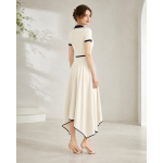 New polo collar dress for summer women's college style aging irregular hem long skirt